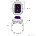 Natural AAA Moroccan Amethyst & Moissanite Ring in Rhodium Overlay Sterling Silver 8.49 Ct._8039788_5
