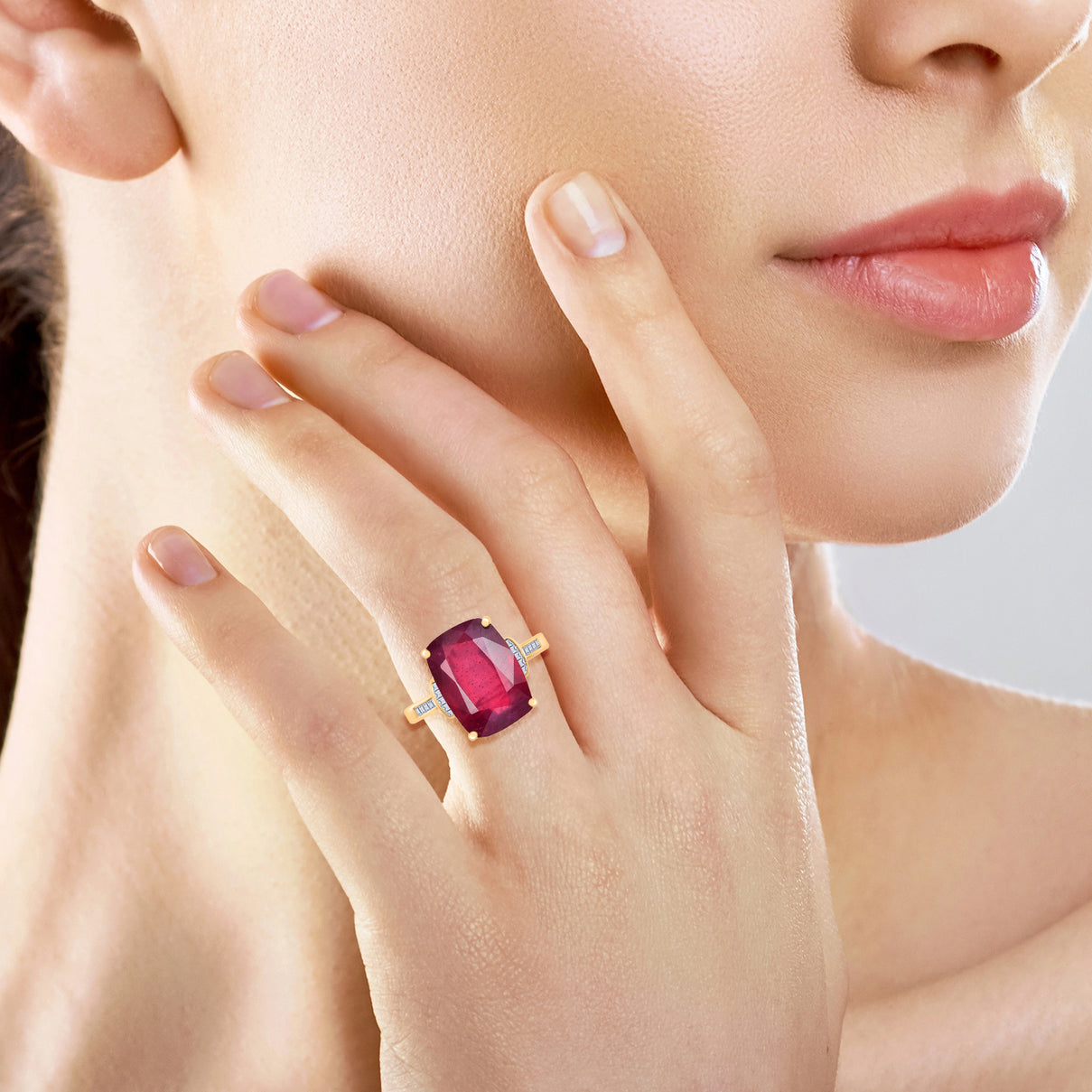 9K Yellow Gold AAA African Ruby, White Diamond Ring 10.33 Ct. 8039806 2