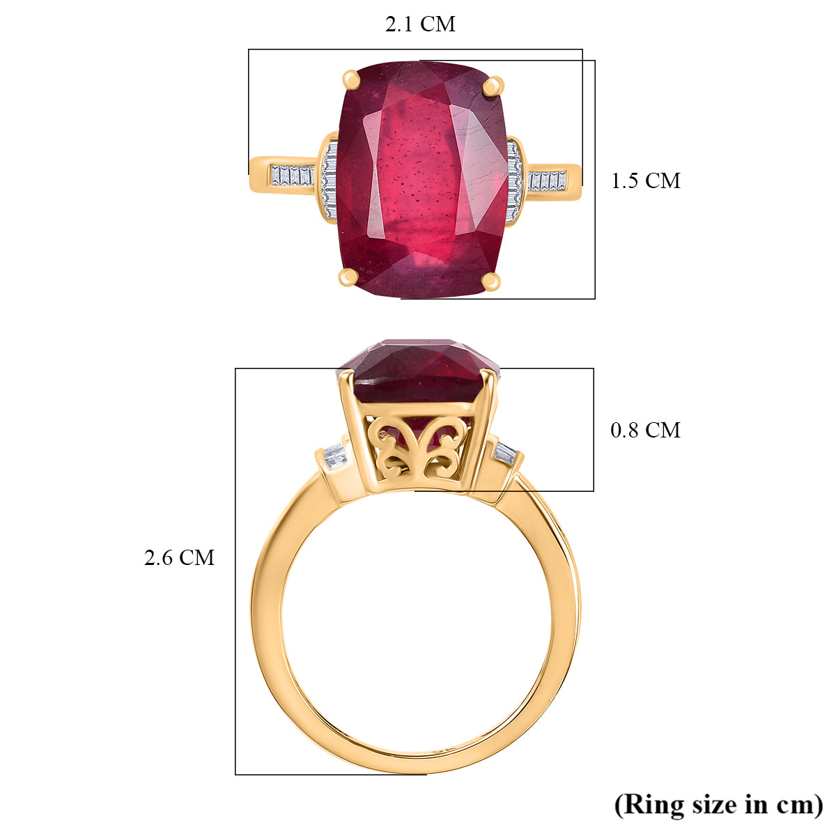 9K Yellow Gold AAA African Ruby, White Diamond Ring 10.33 Ct. 8039806 5
