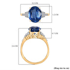 Collectors Dream - 9K Yellow Gold AAA Natural Kashmir Kyanite (4.65Ct) & Natural White Diamond Ring 4.77 Ct._8039937_5
