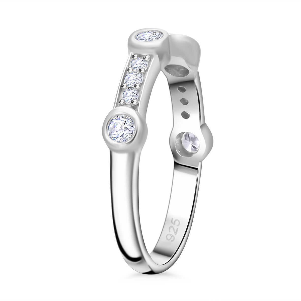 LUXURIANT Lab Grown Diamond Ring in Platinum Overlay Sterling Silver 0.49 Ct. V32602043 2