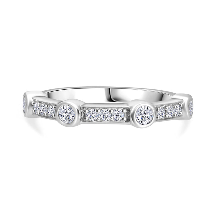 LUXURIANT Lab Grown Diamond Half- Eternity Ring in Platinum Overlay Sterling Silver 0.49 Ct. 8040431 1