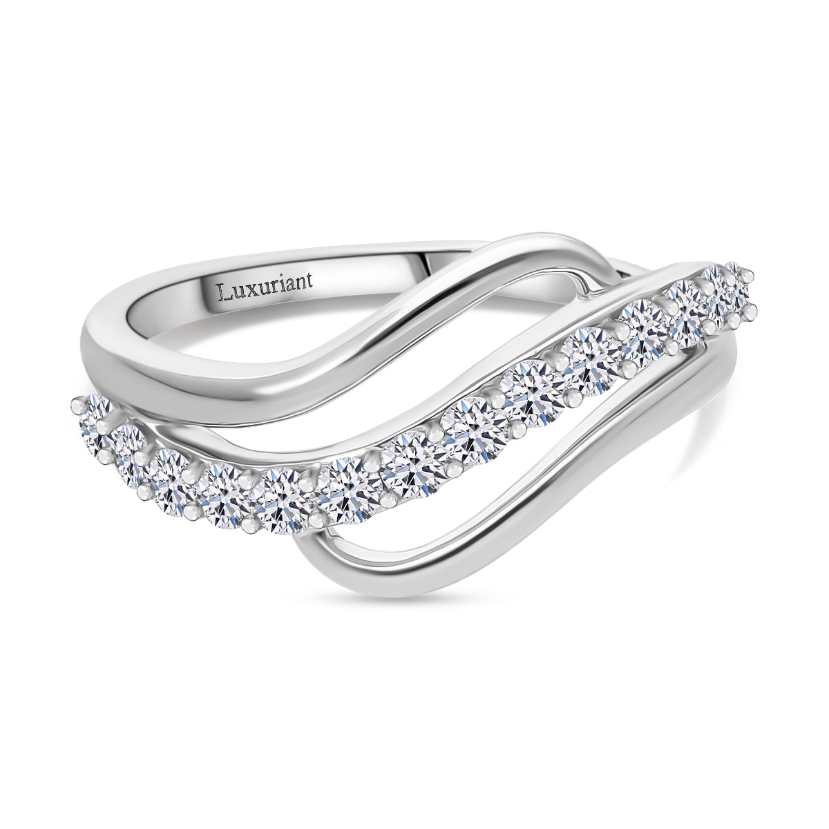 Luxuriant 9K White Gold White Diamond (SI/GH) Wave Ring 0.51 Ct. V32530617 0