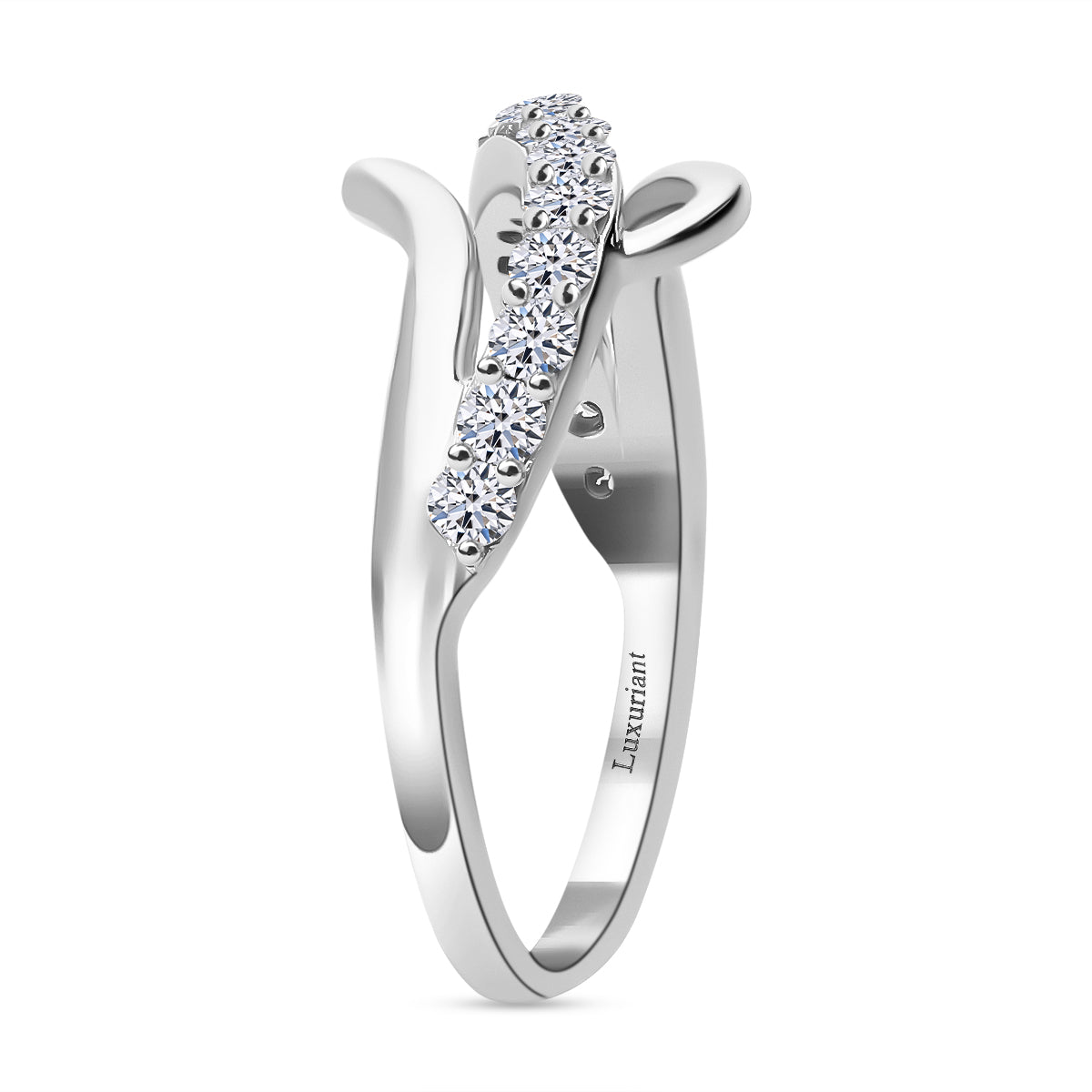 Luxuriant 9K White Gold White Diamond (SI/GH) Wave Ring 0.51 Ct. V32530617 2