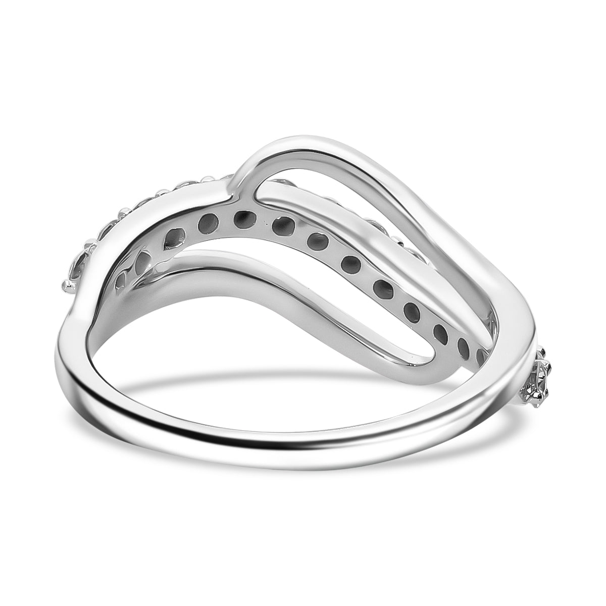 Luxuriant 9K White Gold White Diamond (SI/GH) Wave Ring 0.51 Ct. V32530617 3