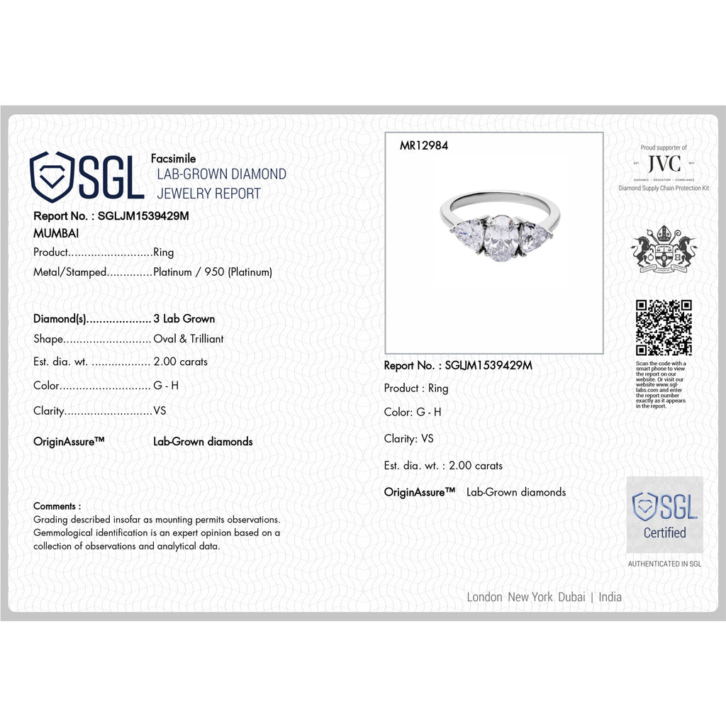 Luxuriant 950 Platinum SGL Certified (VS/GH) Lab Grown Diamond Ring 2.00 Ct. 4.45gram_8040846_5
