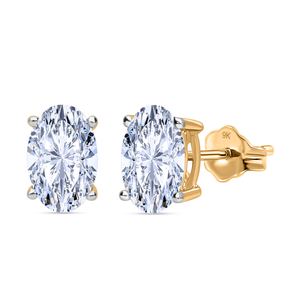 Rachel Galley - 9K Yellow Gold SGL Certified Oval Cut Lab Grown Diamond (VS/G-H) Stud Push Back Earring 2.00 Ct._8040880