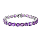 AAA Rose De France Amethyst Line Bracelet (Size - 7) with GB Lock Box in Rhodium Overlay Sterling Silver 28.32 Ct, Silver Wt. 11.11 Gms._8042943