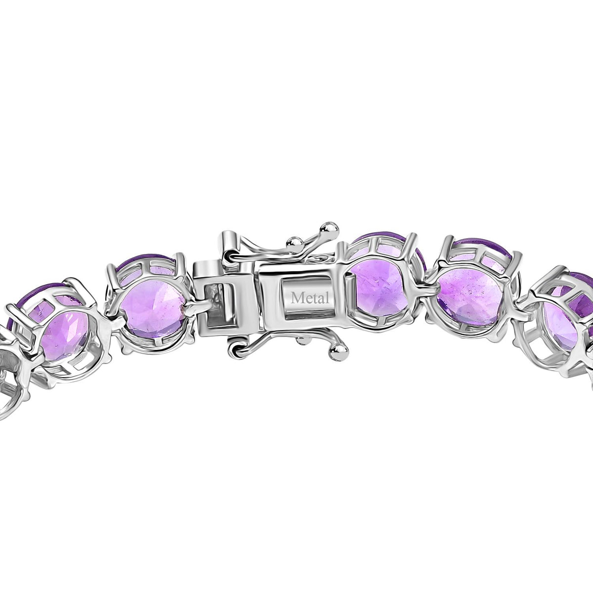 Pink Amethyst Line Bracelet (Size - 7) with Box Clasp in Rhodium Overlay Sterling Silver 8042943 9