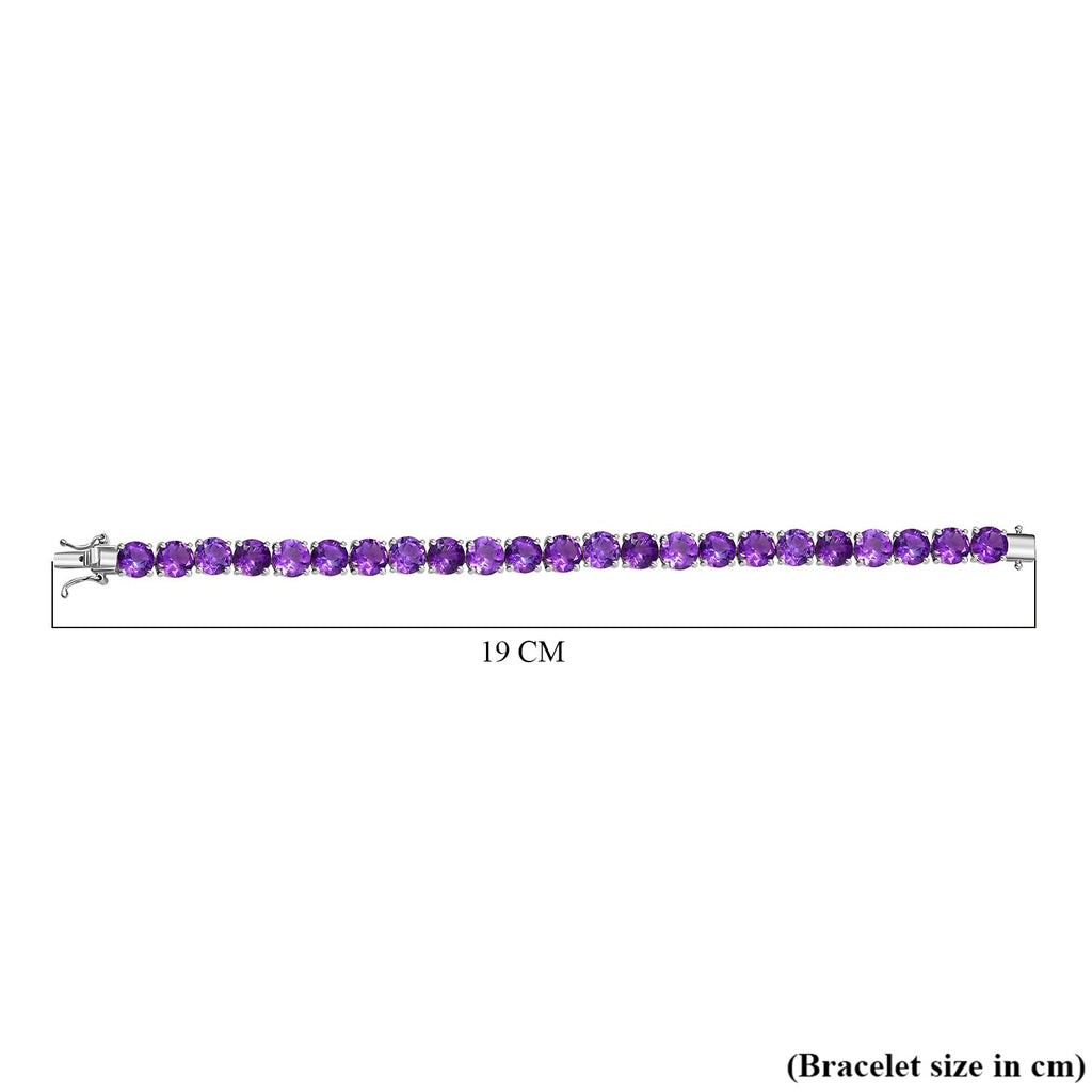 AAA Rose De France Amethyst Line Bracelet (Size - 7) with GB Lock Box in Rhodium Overlay Sterling Silver 28.32 Ct, Silver Wt. 11.11 Gms._8042943_4