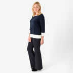 La Marey Color Block Knitted Tunic (Size - 12 - 14) - Navy & Cream Border_8043032_1