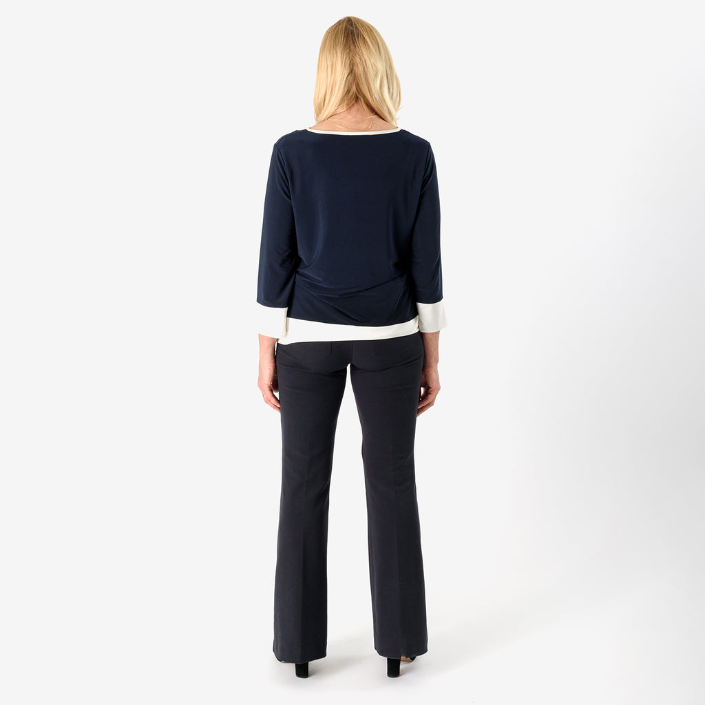 La Marey Color Block Knitted Tunic (Size - 12 - 14) - Navy & Cream Border_8043032_2