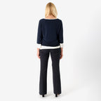 La Marey Color Block Knitted Tunic (Size - 12 - 14) - Navy & Cream Border_8043032_2