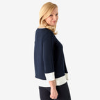 La Marey Color Block Knitted Tunic (Size - 12 - 14) - Navy & Cream Border_8043032_3