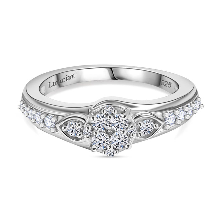 LUXURIANT Lab Grown Diamond SI GH Ring in Rhodium Overlay Sterling Silver 0.5 Ct. 8043550 1
