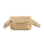 Elegant Intrecciato Crossbody Bag with Adjustable Strap - Gold_8044007
