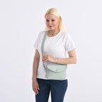 Elegant Silver Intrecciato Crossbody Bag with Adjustable Strap