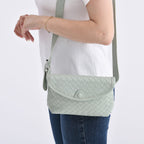 Elegant Silver Intrecciato Crossbody Bag with Adjustable Strap
