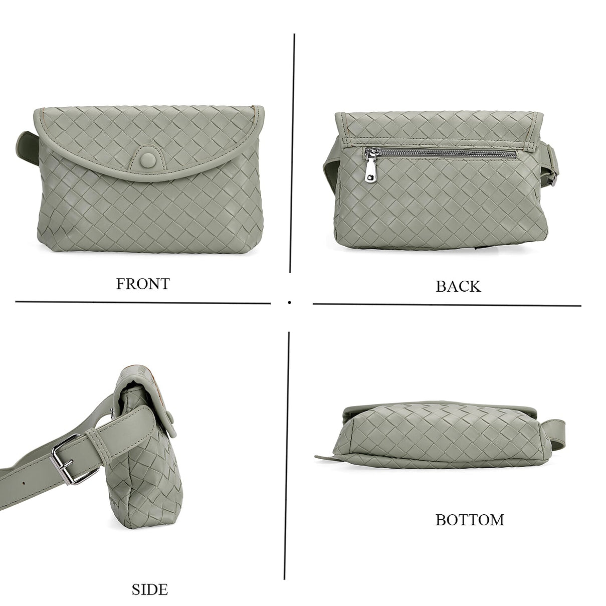 Leatherette Textured Crossbody Handbag with Scarf Accent &amp; Adjustable Strap - Pistachio Green V32349952 4