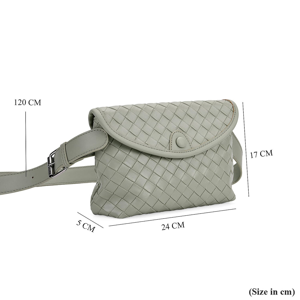 Elegant Silver Intrecciato Crossbody Bag with Adjustable Strap