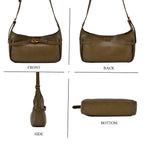 Elegant Hobo Bag with Front Lock and Pouch Set - Dark Olive Green_8044111_3