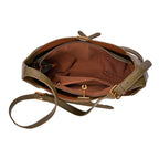 Elegant Hobo Bag with Front Lock and Pouch Set - Dark Olive Green_8044111_6