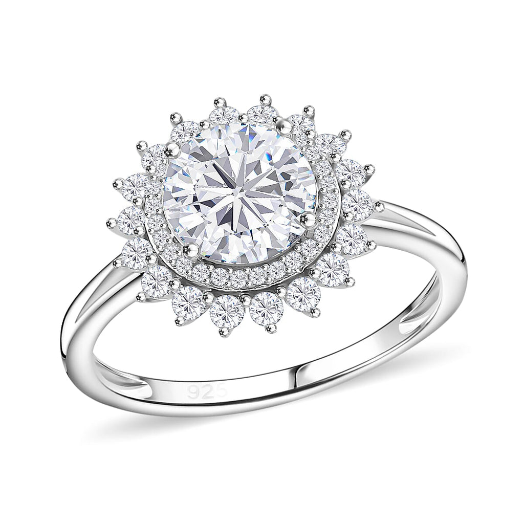 Premium Moissanite GRA Certified (VVS1/D) Moissanite Ring in Rhodium Overlay Sterling Silver 2.31 Ct._8044285