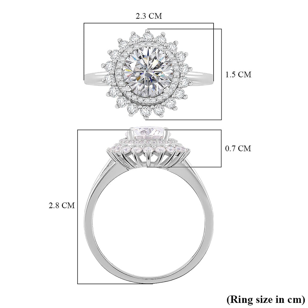 Premium Moissanite GRA Certified (VVS1/D) Moissanite Ring in Rhodium Overlay Sterling Silver 2.31 Ct._8044285_5