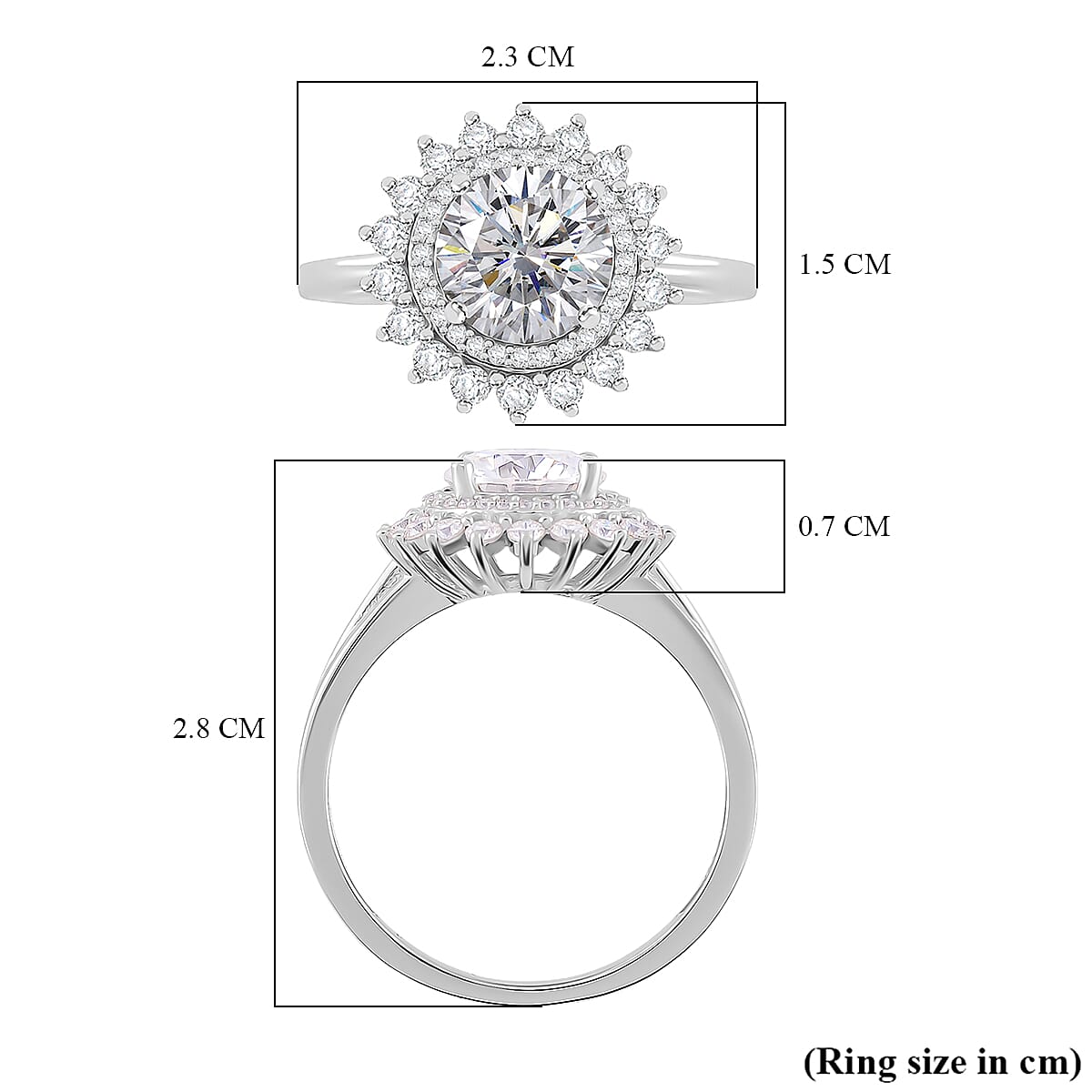 RADIANTA GRA Certified Moissanite D-VVS1 Ring in Rhodium Overlay Sterling Silver 2.31 Ct. V32521531 6