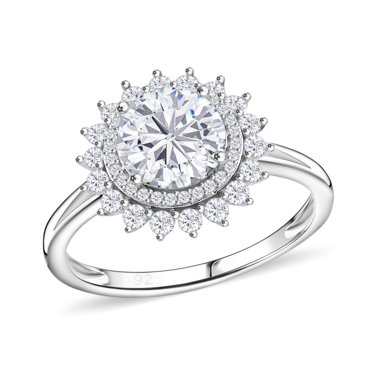 RADIANTA GRA Certified Moissanite D-VVS1 Ring in Rhodium Overlay Sterling Silver 2.31 Ct. V32535377 0