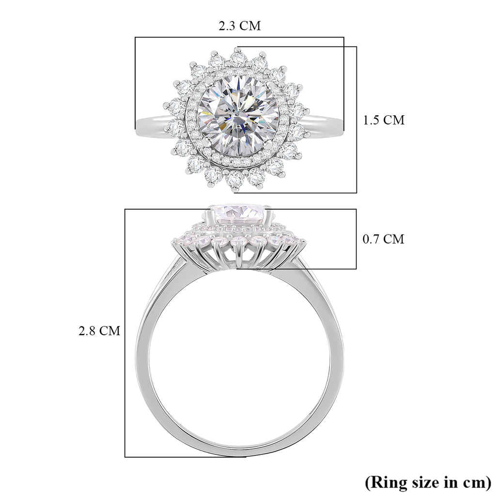 Premium Moissanite GRA Certified (VVS1/D) Moissanite Ring in Rhodium Overlay Sterling Silver 2.31 Ct._8044287_5