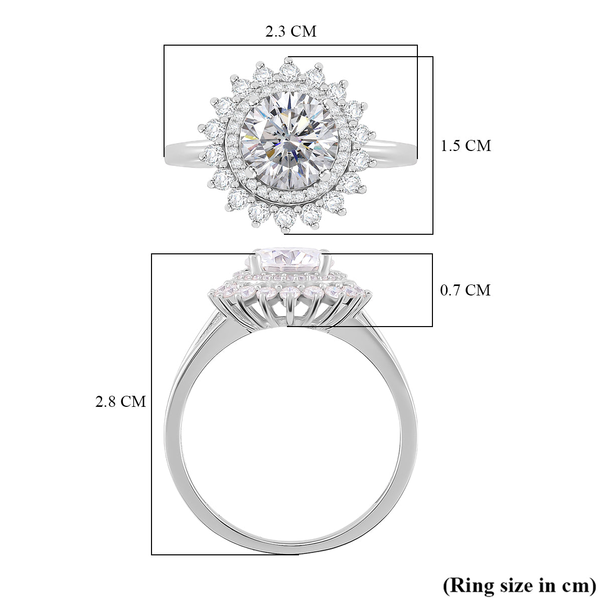 RADIANTA GRA Certified Moissanite D-VVS1 Ring in Rhodium Overlay Sterling Silver 2.31 Ct. V32535377 6