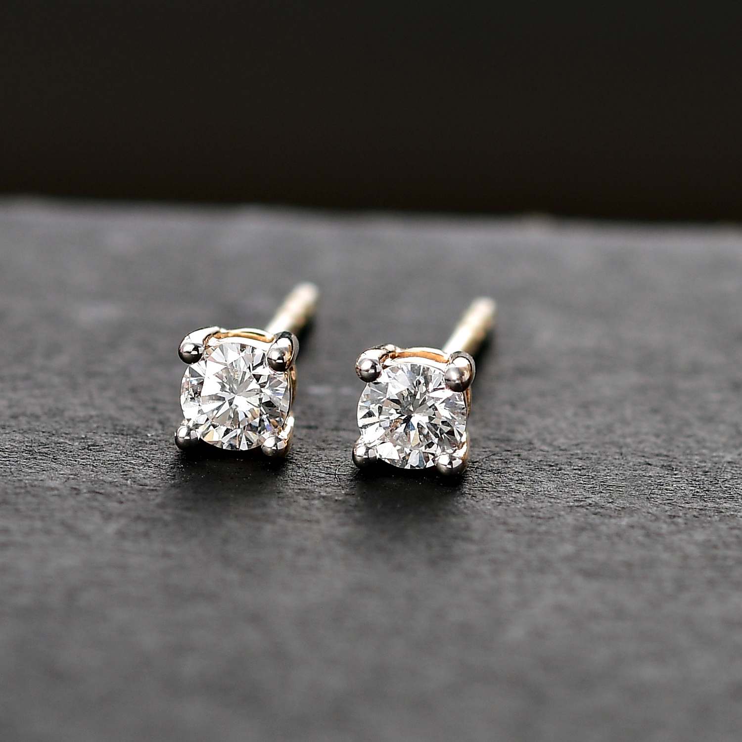LUXURIANT 9K Yellow Gold Lab Grown Diamond (SI/ GH) Solitaire Stud Earrings With Push Back 0.25 Ct. 8044444 1