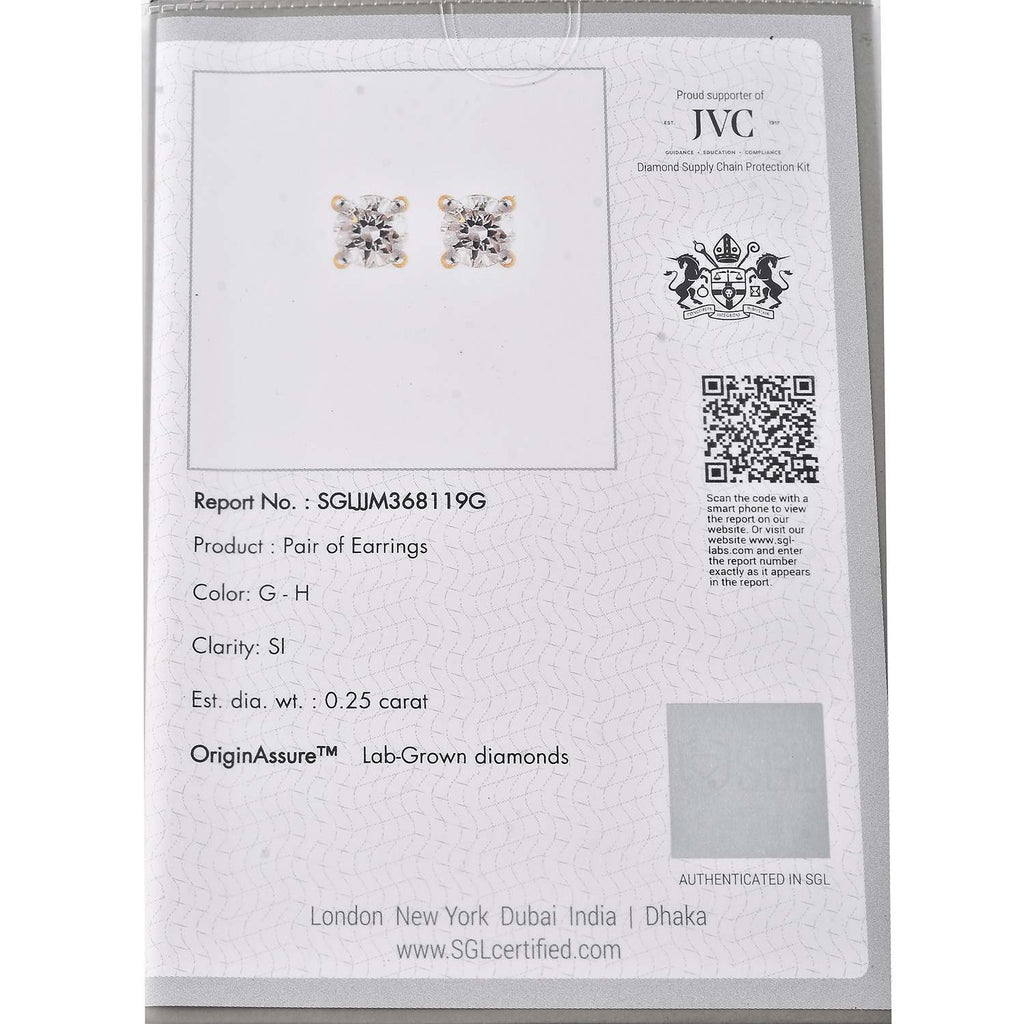 Luxuriant - 9K Yellow Gold Lab Grown Diamond (SI/GH) Solitaire Earrings with Push Back 0.25 Ct._8044444_5