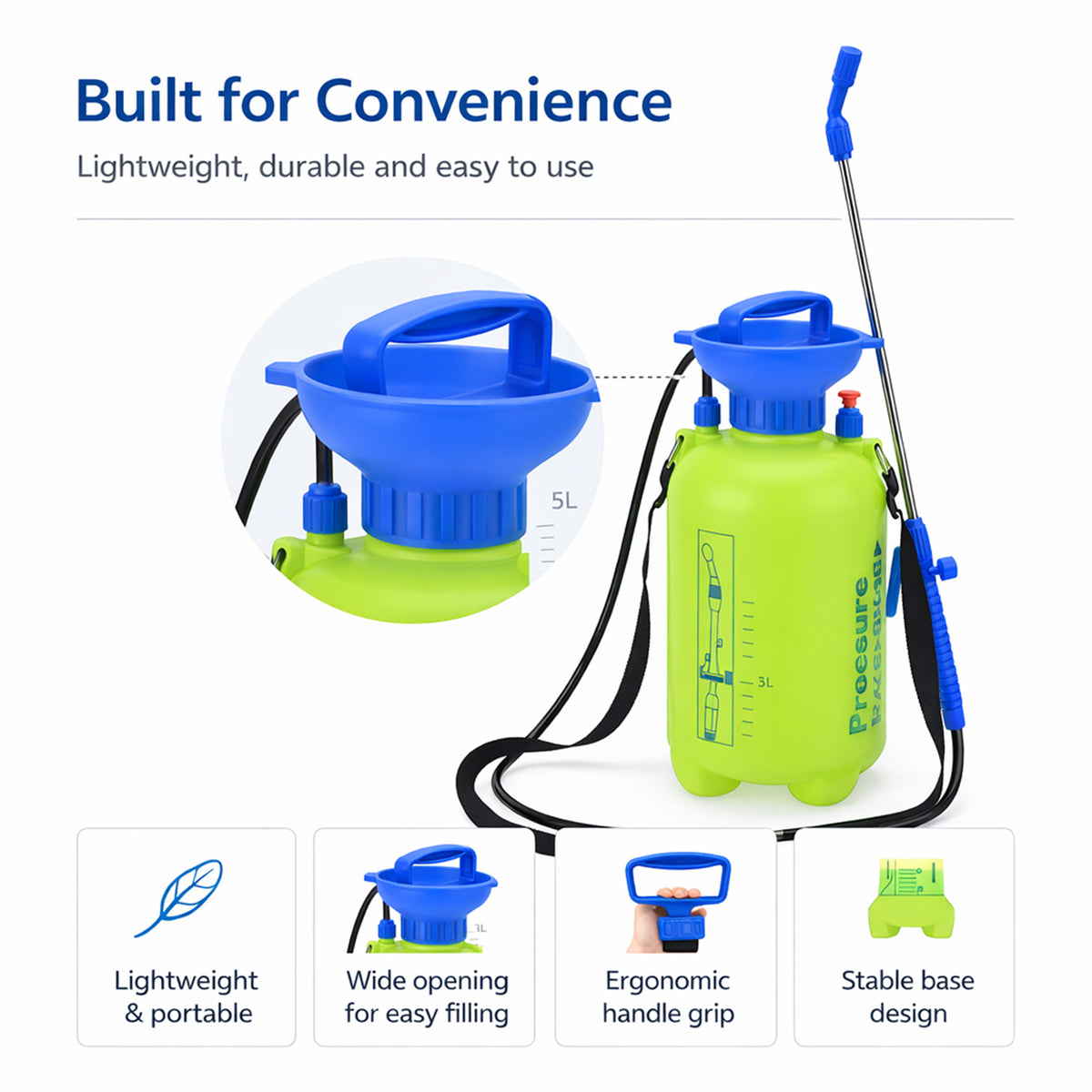 Portable 5 L Pressure Sprayer for Gardening &amp; Cleaning - Yellow &amp; Blue 8044611 5