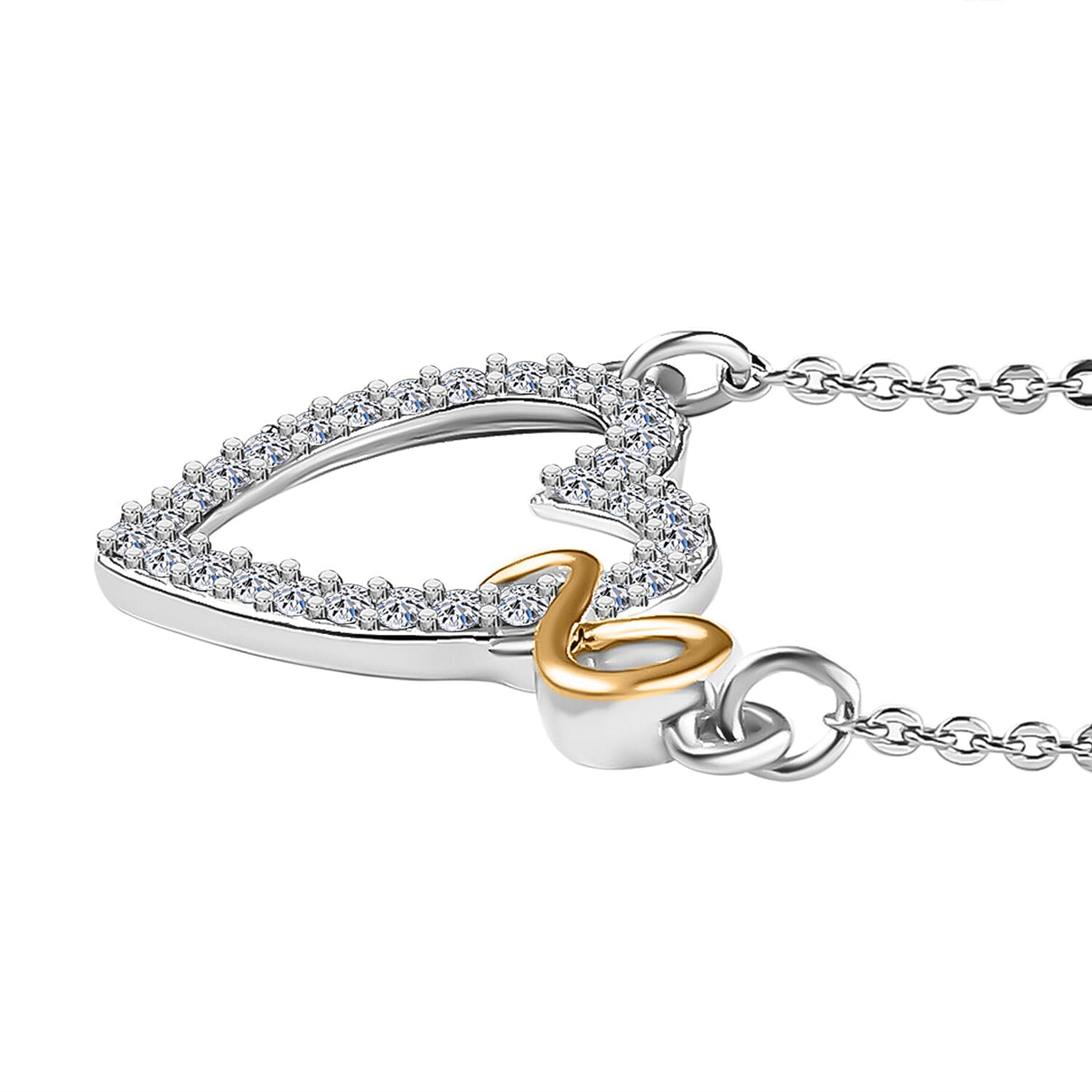 LUXURIANT Lab Grown Diamond Infinite Heart Necklace (Size 20) in 18K Vermeil Yellow Gold Plated and Rhodium Overlay Sterling Silver 8045876 6