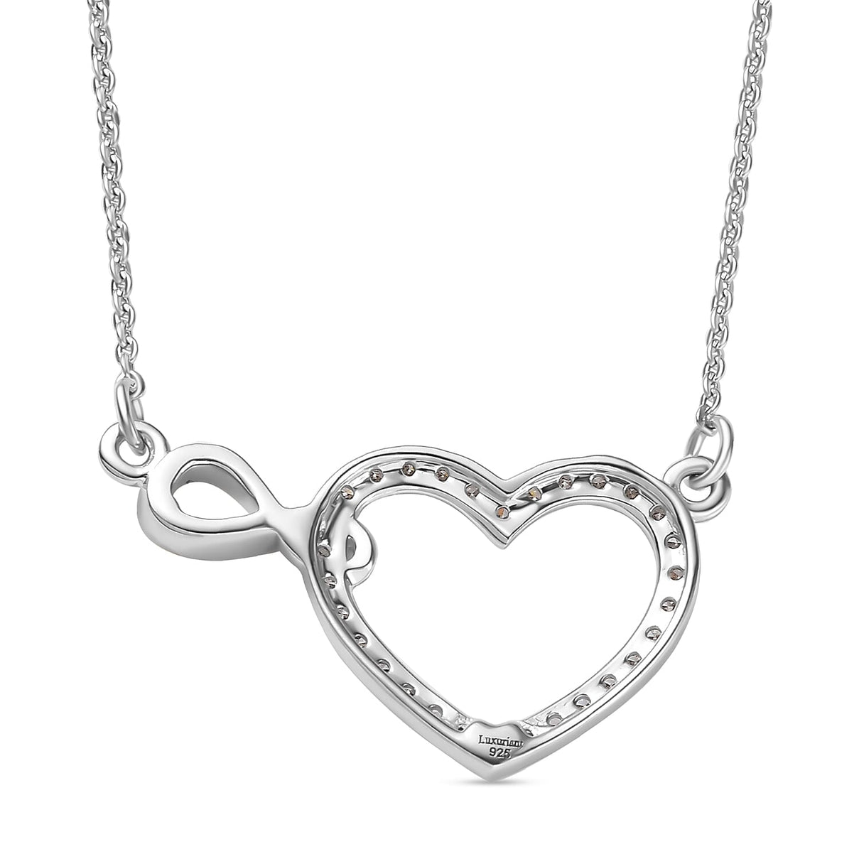 LUXURIANT Lab Grown Diamond Infinite Heart Necklace (Size 20) in 18K Vermeil Yellow Gold Plated and Rhodium Overlay Sterling Silver 8045876 7