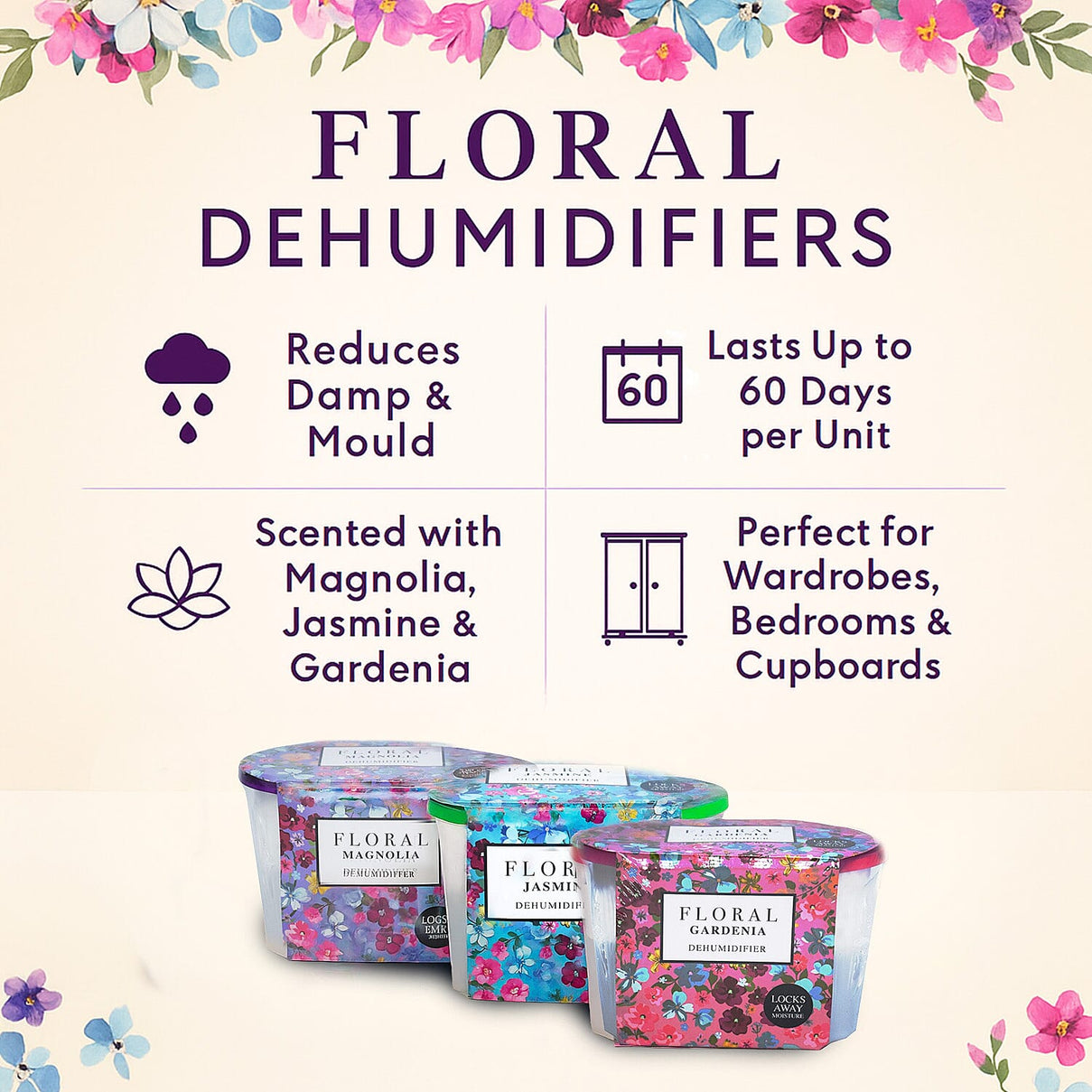 Floral Dehumidifier 36 Pack â€“ Magnolia, Jasmine &amp; Gardenia | Air Freshener 8046267 2