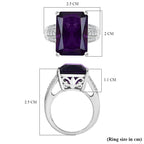 AAA African Amethyst & White Zircon Solitaire Ring in Rhodium Overlay Sterling Silver 15.91 Ct, Silver Wt. 5.50 Gms._8046418_5