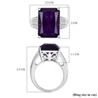 AAA African Amethyst & White Zircon Solitaire Ring in Rhodium Overlay Sterling Silver 15.91 Ct, Silver Wt. 5.50 Gms._8046422_5