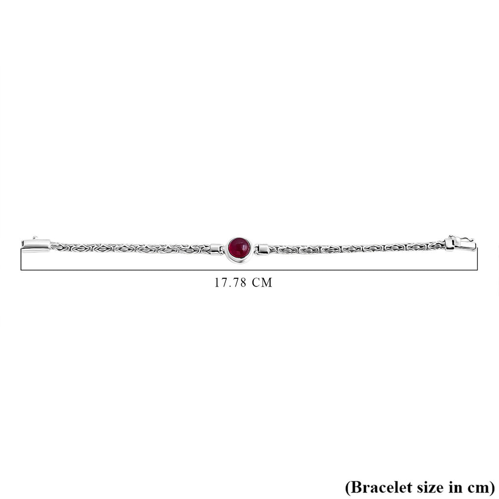 Royal Bali Collection - African Ruby Bracelet (Size - 7) in Sterling Silver 8.00 Ct, Silver Wt. 13.60 Gms._8046527_4
