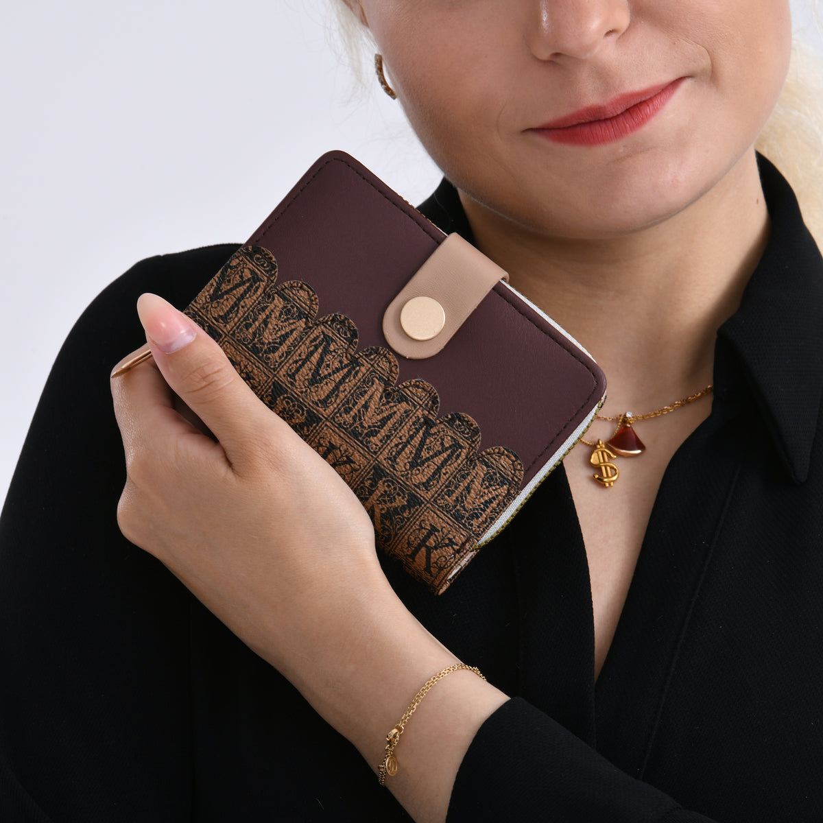 PU Patterned Wallet (Size 7x1x3 in) - Brown &amp; Brown V32577346 3