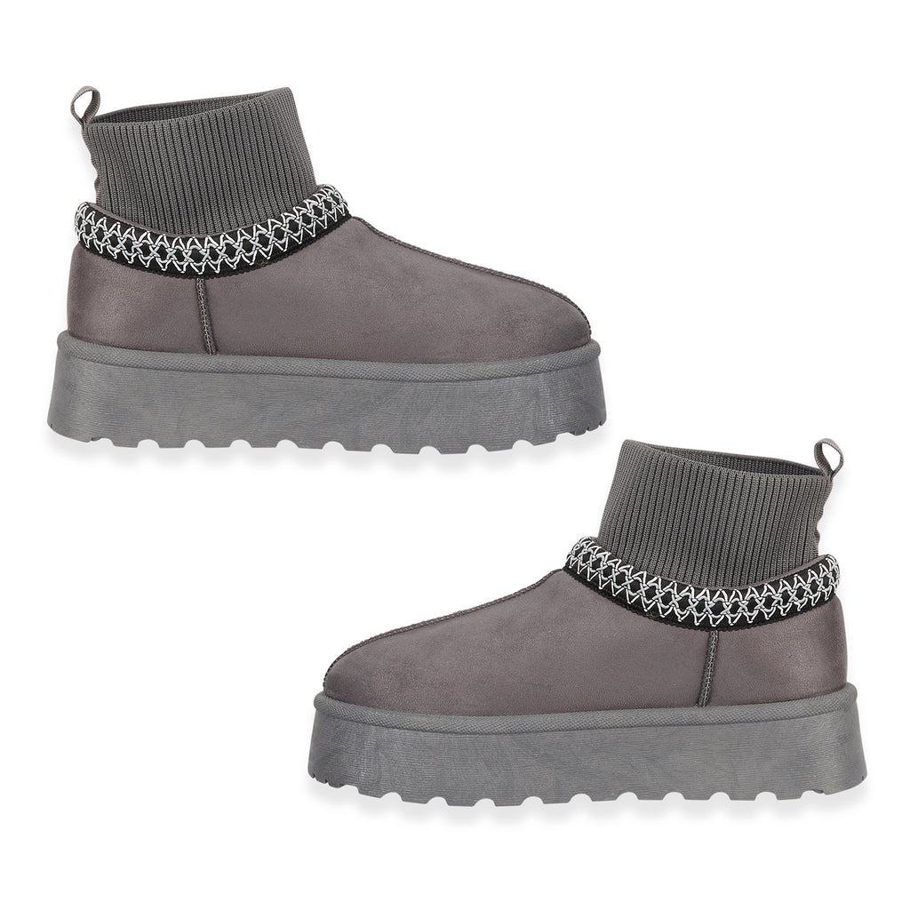 Shoes by Emma Ladies Ankle Boot with Knitted Cuff (Size - 5) - Grey_8046818_1