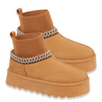 Shoes by Emma Ladies Ankle Boot with Knitted Cuff (Size - 5) - Tan_8046824_1