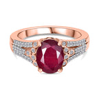 African Ruby & White Zircon Ring in 18K Vermeil Rose Gold Plated Sterling Silver 3.57 Ct._8046901
