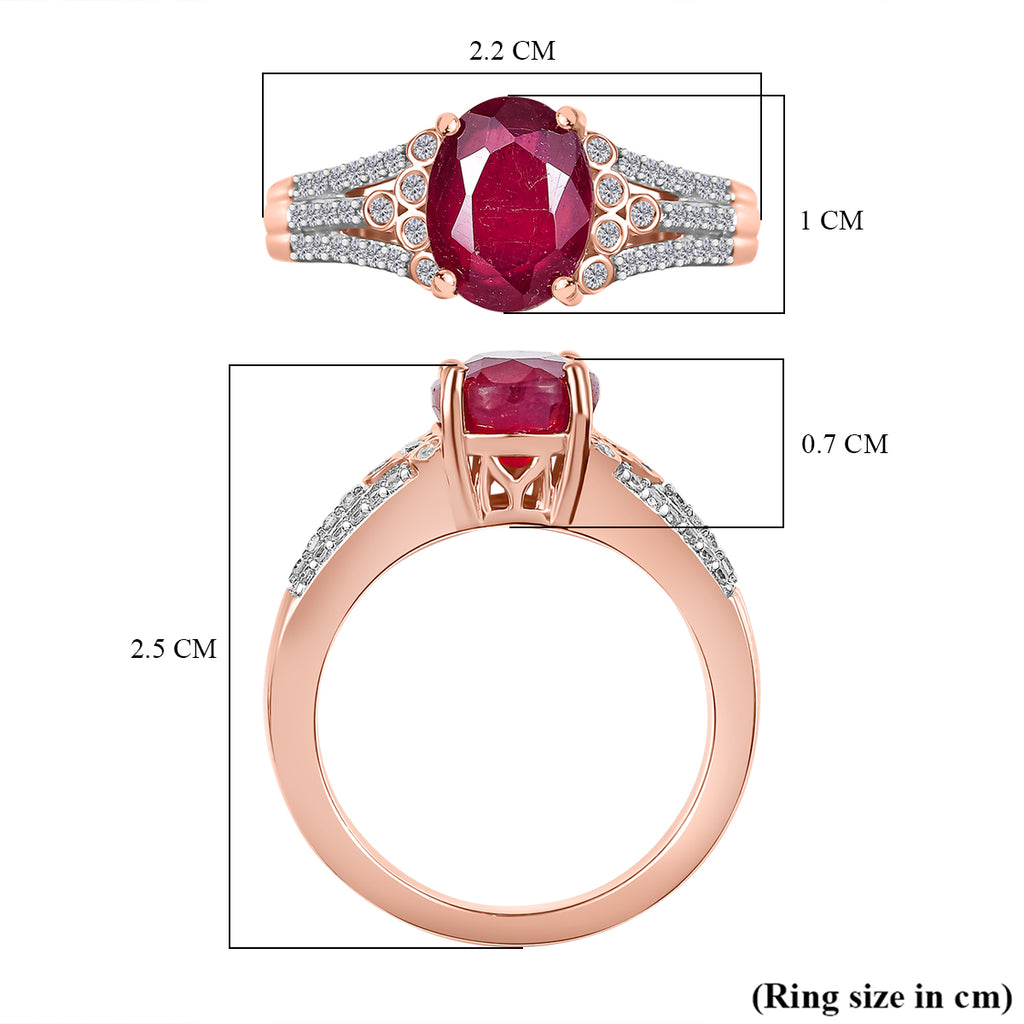 African Ruby & White Zircon Ring in 18K Vermeil Rose Gold Plated Sterling Silver 3.57 Ct._8046901_5