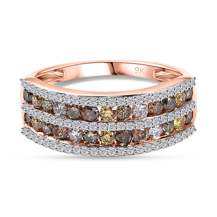 9K Rose Gold SGL Certified Multi Colour Diamond I3 Ring 8047888 1