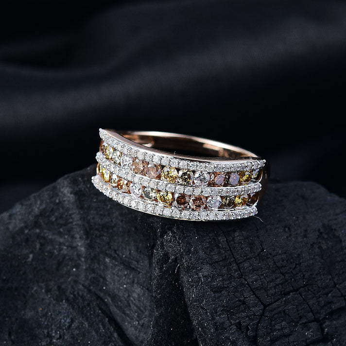 9K Rose Gold SGL Certified Multi Colour Diamond I3 Ring 8047888 2