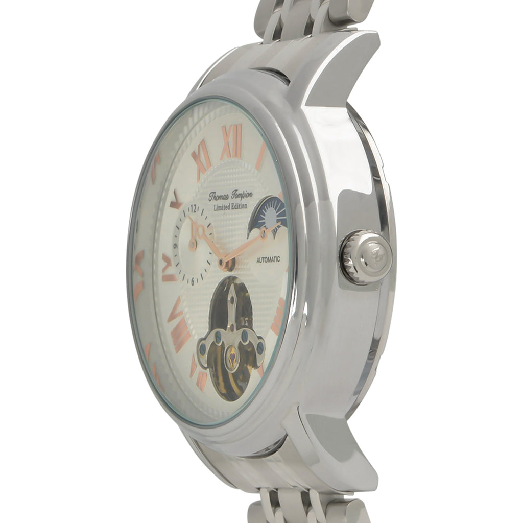 Thomas Tompion Automatic Movt. 3ATM Water Resistance Silver Dial Mens Watch with Silver Colour Stainless Steel Strap_8047951_1