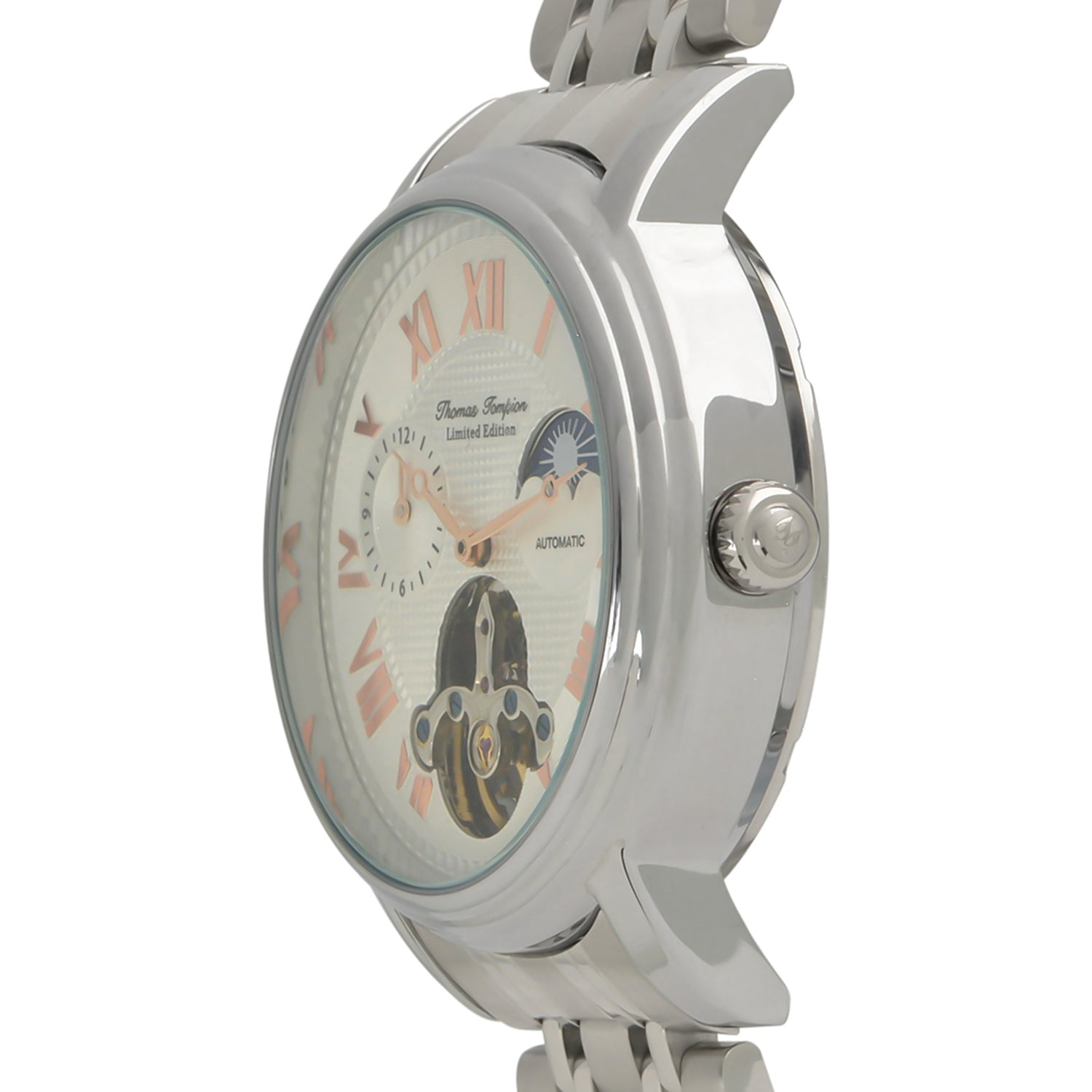 Thomas Tompion Automatic Movt. 3ATM Water Resistance Silver Dial Mens Watch with Silver Colour Stainless Steel Strap 8047951 1